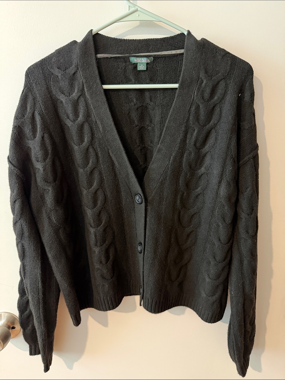 Wild Fable Black Cable Knit Button-Up Cardigan